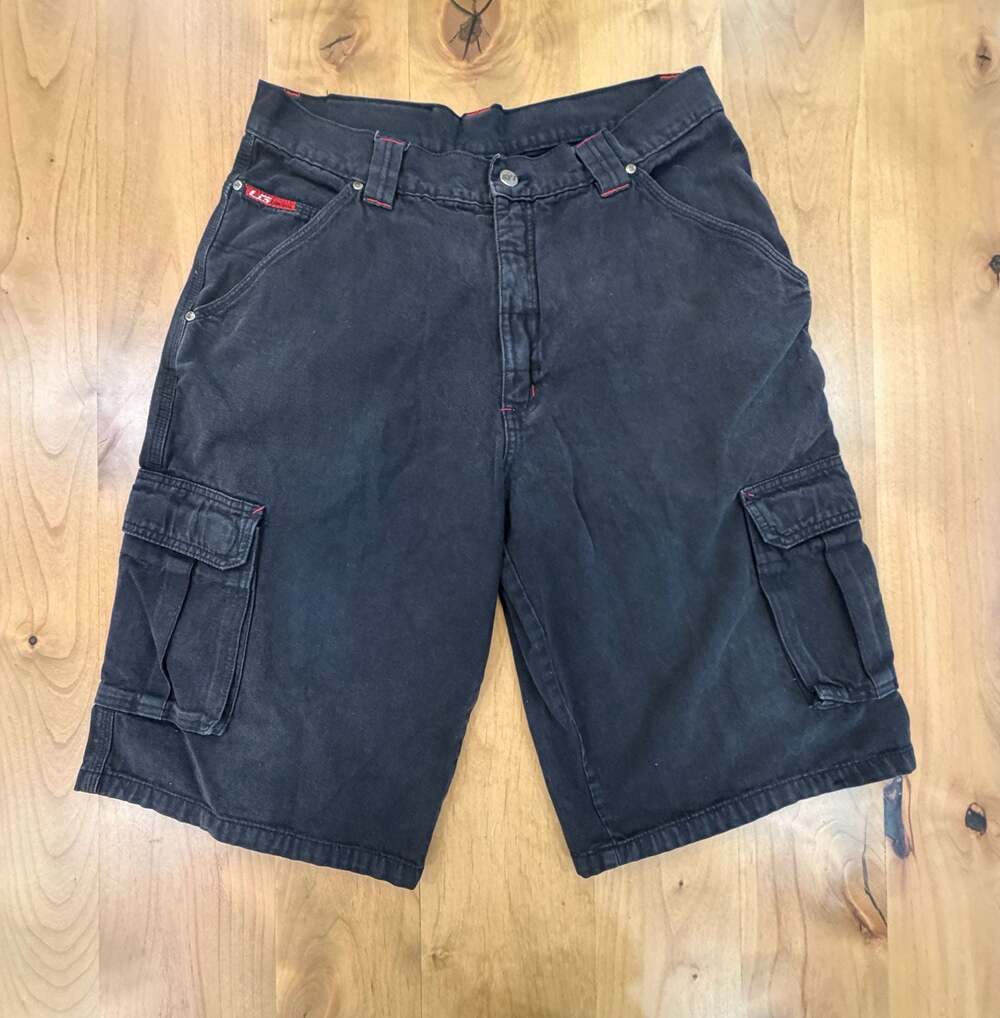 Urgent Gear UG Original Vintage Black Denim Cargo Shorts Sz 34